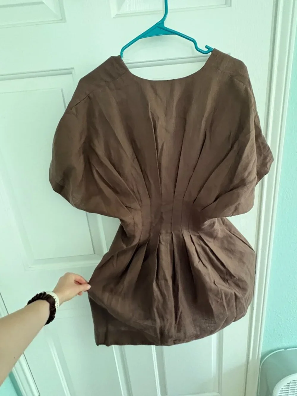 Anthropologie The Tobie Linen Pleated Mini Shirt Dress by Exquise - Picture 3 of 3